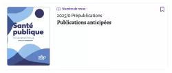 Capture d'écran d'une tuile de publication anticipée de la revue Santé Publique sur Cairn