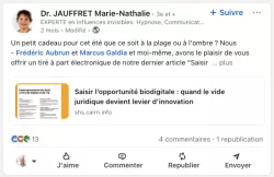 Capture d'écran - Partage d'un tiré à part Cairn.info sur Linkedin