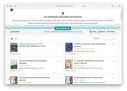 Capture d'écran Cairn.info - Liste de lecture sur les politiques culturelles territoriales