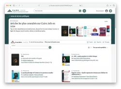 Capture d'écran Cairn.info - Liste des articles les plsu consultés en 2024